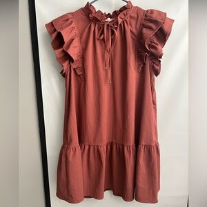 Entro Terracotta Ruffle Dress